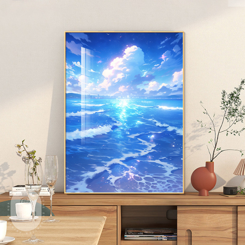 浪漫星空沙滩装饰画海滩风景璀璨星河客厅挂画落地桌面电视柜摆画,家居饰品,现代装饰画,淘宝优惠券,粉丝福利购,淘宝优惠卷