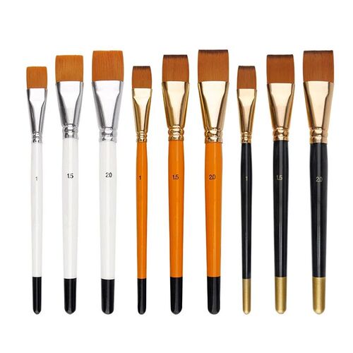 New Oil Painting Brush 3pcs Big Flat Head 3color Short Rod S