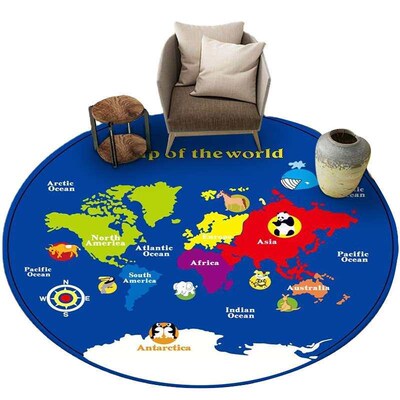 Ins Non-slip  Living Room Sofa Round Floor Mat Bedroom Carto