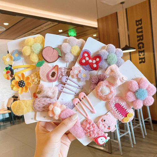 Autumn and winter plush childrens hairpin ba broken hair bb