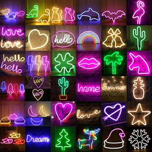 LED night lights stars moon clouds decoration neon wall lamp
