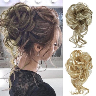 Ynthetic Messy Curly Hair Bun Chignon ScrunchyHair Synthetic