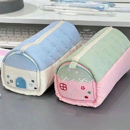 Cute Girls Heart Pink Blue House Pencil Cases Large