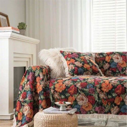 Green Vintage Sofa Towel Anti-cat Scratch Jacquard Diamond