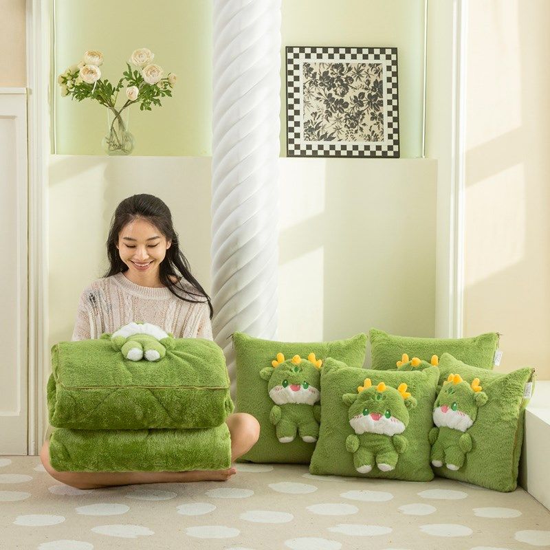 加厚冬季保暖两用抱枕被卡通龙年属龙可爱午休汽车沙发学生宿舍礼,居家布艺,抱枕被,淘宝优惠券,粉丝福利购,淘宝优惠卷