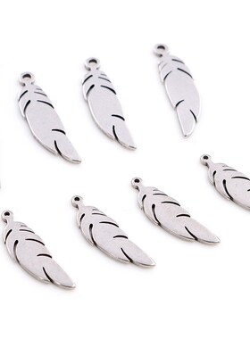 30pcs/lot 25x6mm 20x6mm Charms 316 Stainless Steel Feather l