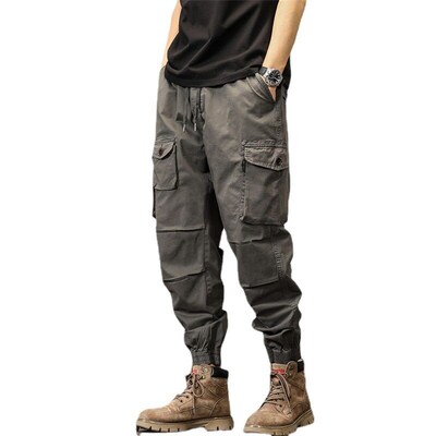 Summer Mens Casual Tooling Pants Thin Trousers Wide Leg Pan