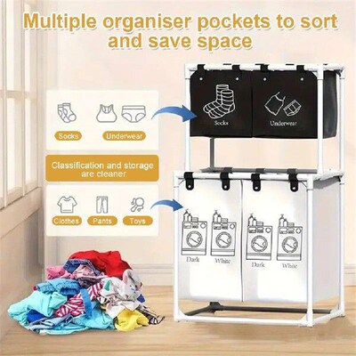 Laundry Sorter Basket Laundry Storage Hamper 2/3 Layer