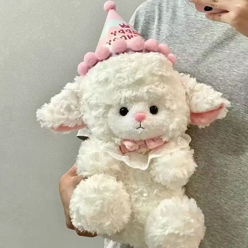 软萌蕾丝领结羊毛绒抱枕公仔