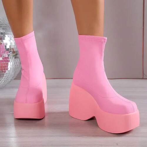 Platform Shoes for Women 2023 New Round Toe Boots Plus Size