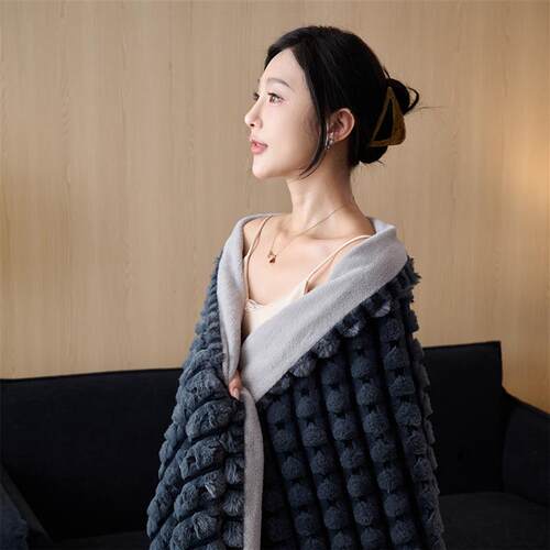Rabbit fur blanket Throw Blanket Fleece Blankets Bed Cover