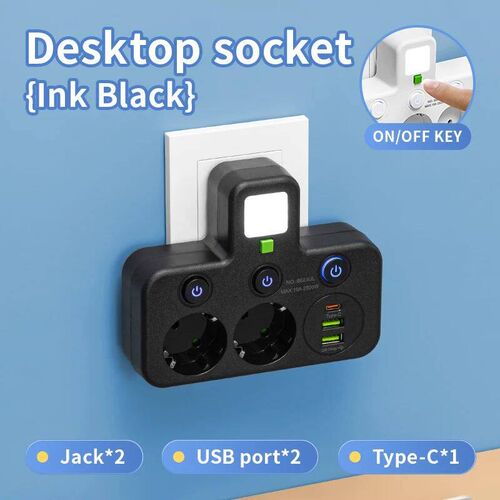 EU  Plug AC Outlet Power Strip Multiprise Wall Socket Univer