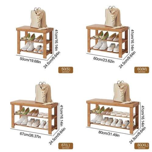 Bamboo Shoe Rack Bench - 3-tier storage for hallway, bathroo