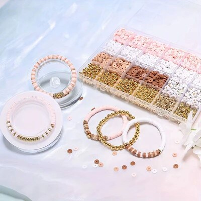 Style DIY Clay Beads Bracelet Making Kit Friendship Golden L