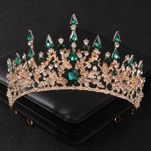 Baroque Green Crystal Tiaras And Crowns Rhinestone Prom Brid