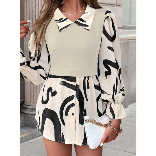 Ladies large-size woven solid-color summer shirt