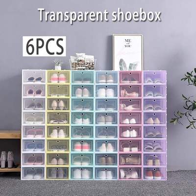 6PCS Transparent shoebox storage boxs shoe rack Shoe cabinet