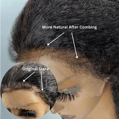 Lace Front Wigs Kinky Straight Human Hair Wig HD Transparent