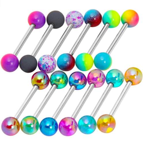 6PCS Stainless Steel Glorious Tongue Ring Bulk 14G Nipple Pi