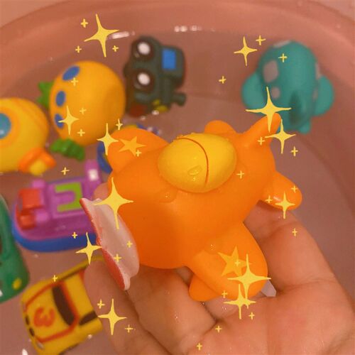 Baby Bath Toy Swimming Water Toys Cartoon Soft Rubber Car Bo