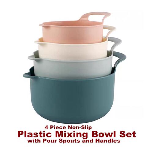 Nesting Plastic Mixing Bowl Non-Slip Pour Spouts and Handles
