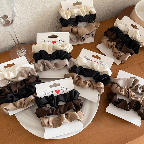 French Style Satin Small Bow Hair Tie for Women HighClass Hi
