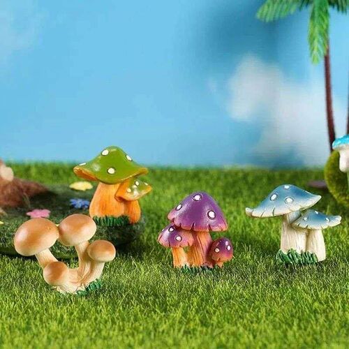 Cute Resin Mushroom Sculpture Fairy Garden Mini Ornaments Mu