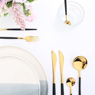 24Pcs Dinnerware Set Stainless Steel Cutlery Set Kitchen Tab