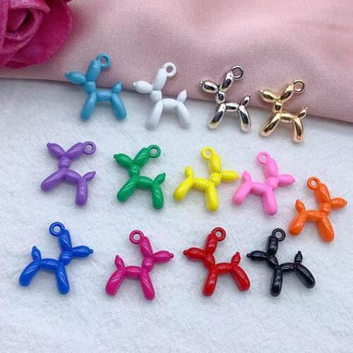 10pcs 19x14mm 3D Balloon Dog Metal Charms Pendant Multi-colo