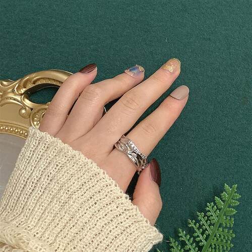 Minimalist Silver Color Geometric Irregular Open Rings Retro