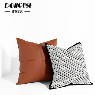 设计师推荐 样板间黑白色系客厅沙发抱枕床上腰靠办公室几何靠垫