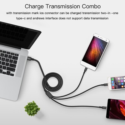 USB Cable 3 in 1 Micro USB Type-C Iphone Data Charger Phone