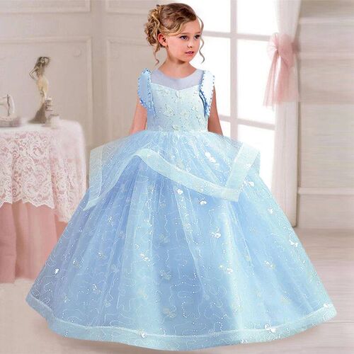 2023 New Lace Tulle Flower 3-12T Girls Dress Satin Embroide