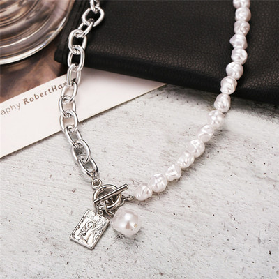 KOtik Vintage Baroque Irregular Pearl Lock Chains Necklace 2