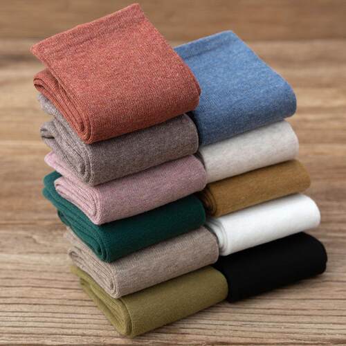 Women mid-calf slouch socks solid color double socks 5pcs