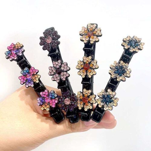 Summer Rhinestone Hair Weaver Hairpin Womens Top of Head Ad