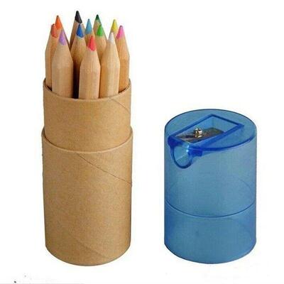 12 Pcs/ Box Wooden Writing Colored Pencils Colors Sharpener