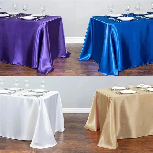 Solid Color Satin Table Cloth Tablecloth Table ver Overlay F