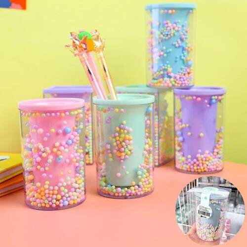 Colorful Acrylic Piggy Drawer Pen Holder Cartoon Multi Grid