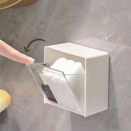 4pcs Plastic Wall Mounted Storage Boxes Dustproof Bathroom O