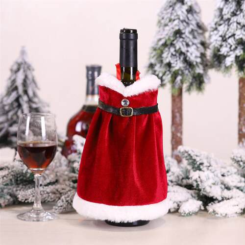 Christmas Wine Bottle ver Velvet Dress Champagne Cap Wine Bo
