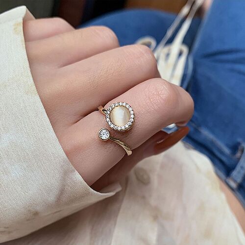 Creative Rotatable Rings For Women Girls Opal Round Flower B