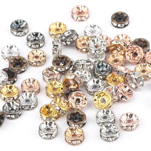 50pcs/lot 4 6 8 10mm Wave Side Rhinestone Rondelles Crystal
