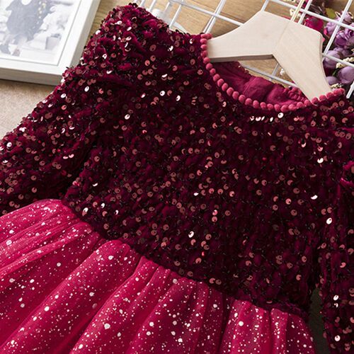 Sequin Girls Princess Party Dresses for 3-8 Yrs Kids Birthda