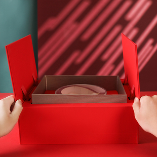 开升降式燕窝礼盒纸盒八角盒圆盒包装盒礼品盒红色对开盒子