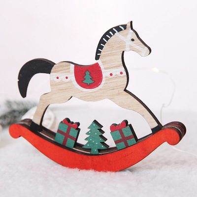 Christmas decorations wooden rocking horse kindergarten toys