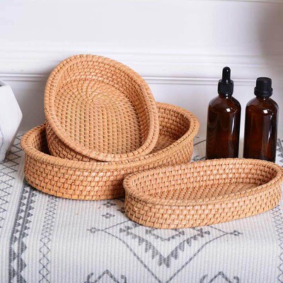 @Hot Rattan Weaving Tableware Fruit Pots/Plates/Tray/Baskets