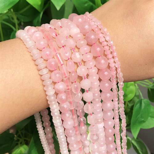 Natural Stone Rose Pink Quartz Crystal Beads Drop Square Rou