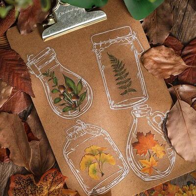 1pack Transparent Flowers Plants PET Decorative Stickers Dia