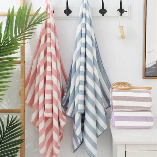 70*140cm Adult Face Bath Towel Cotton Stripe Beach Towel Mal